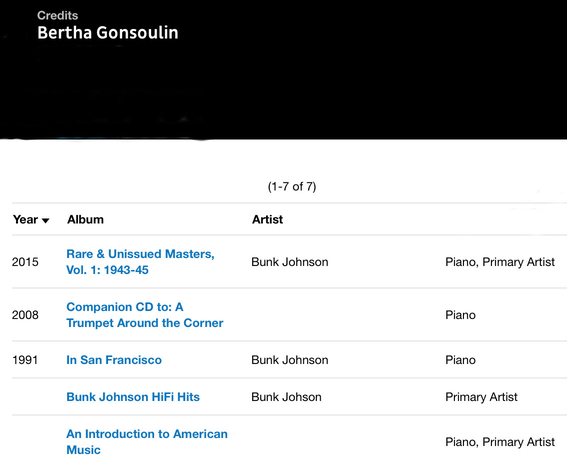 A  list of the five CDs containing Gonsoulin's recordings.