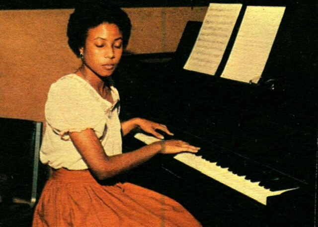 A teenage Geri Allen playing at the piano