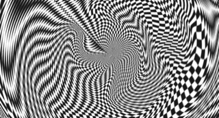 A black and white artist rendering of the networked patterns resulting from intraocular pressure on the eyeball stimulating the retina.