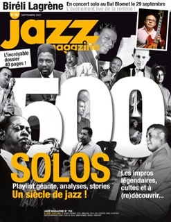 A color image of the French Jazz Magazine with 500 Solos on cover for September, 2022.