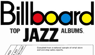 The logo for Billboard's Jazz Chart in red and blue on white background.