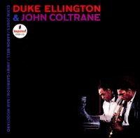 A degraded image used for educational purposes from Wikipedia showing the black album cover of Duke Ellington and John Coltrane collaborating in lower right corner.
