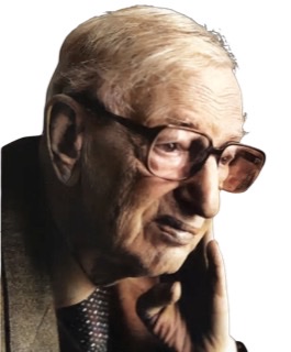 A colorized headshot of Eric Hobsbawm wearing glasses with his head turned to his left.