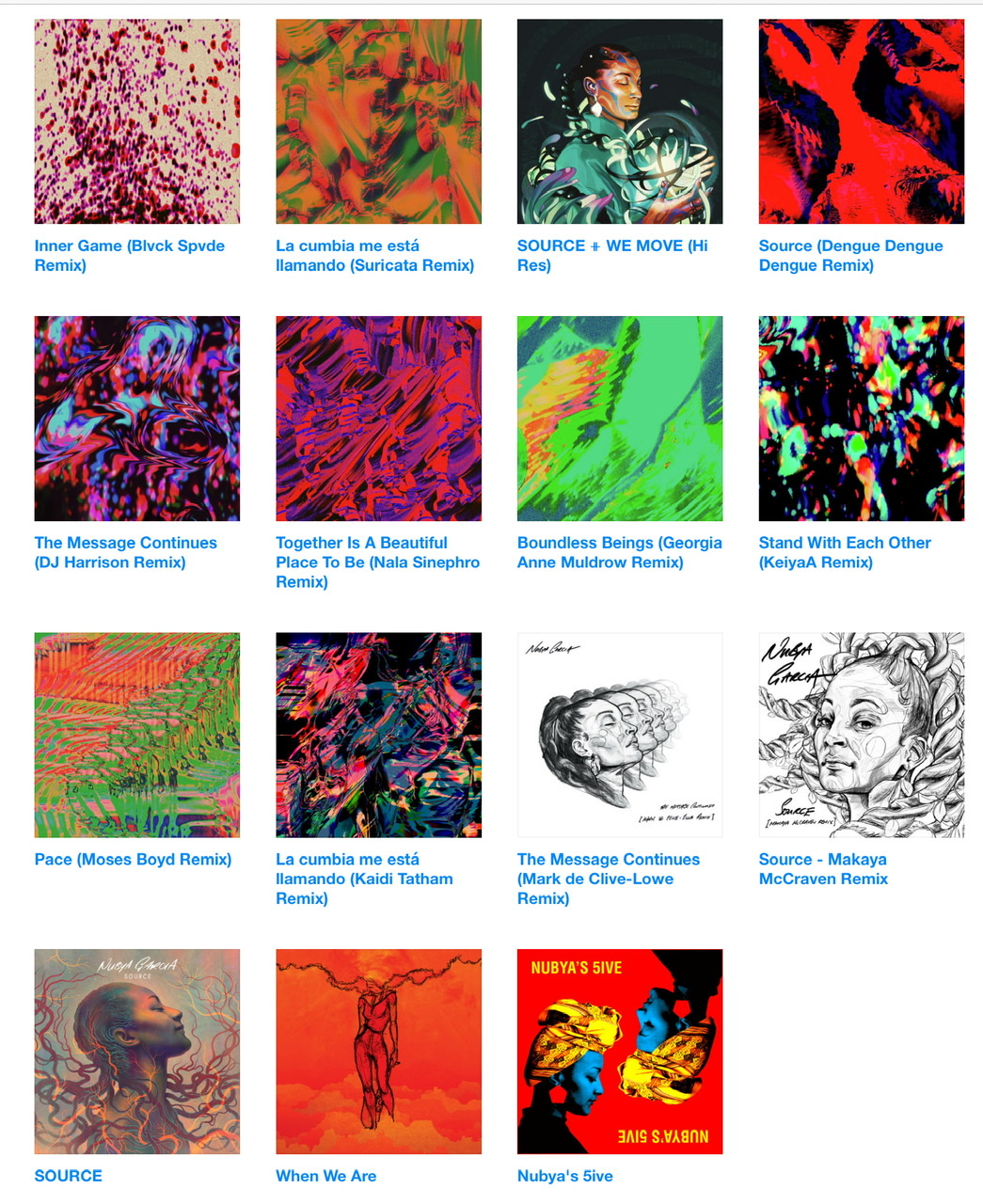 The album covers of Nubya Garcia's recordings.